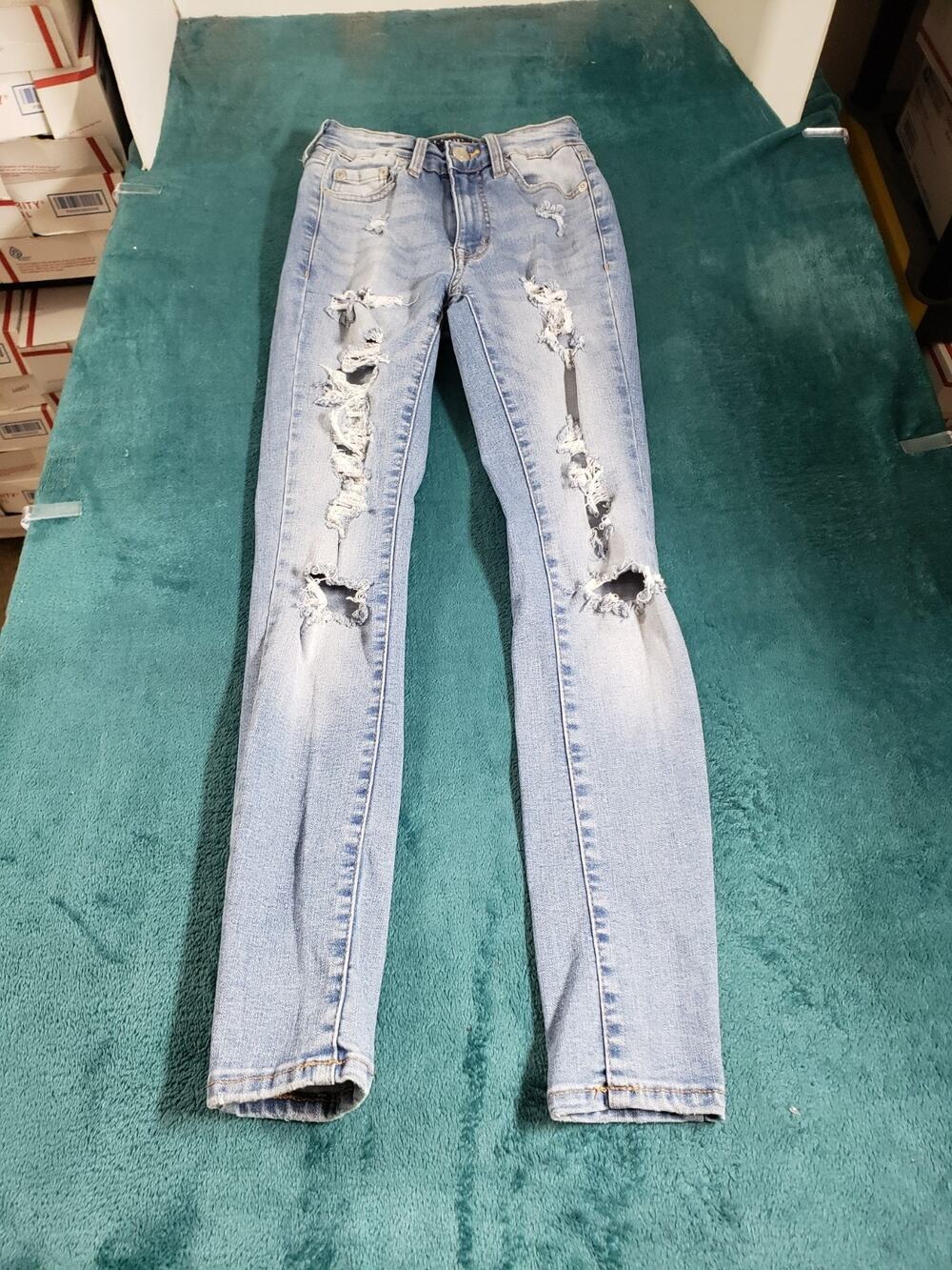Aeropostale Jeans Size 00 Womens Blue Stretch Pants Denim High Rise Jegging
